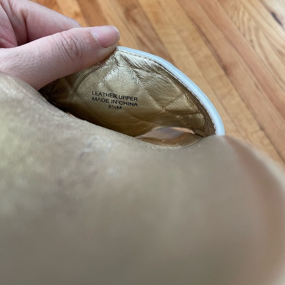 Quilt Leather Slides Metallic Slip on Slippers Sandals Metal Shiny plaid cloud - Picture 2 of 5